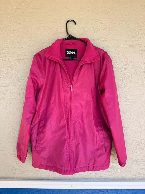 totes Jackets & Blazers - Totes Pink Fleece-Lined Rain Jacket, Women's Size Small — Hooded Windbreaker